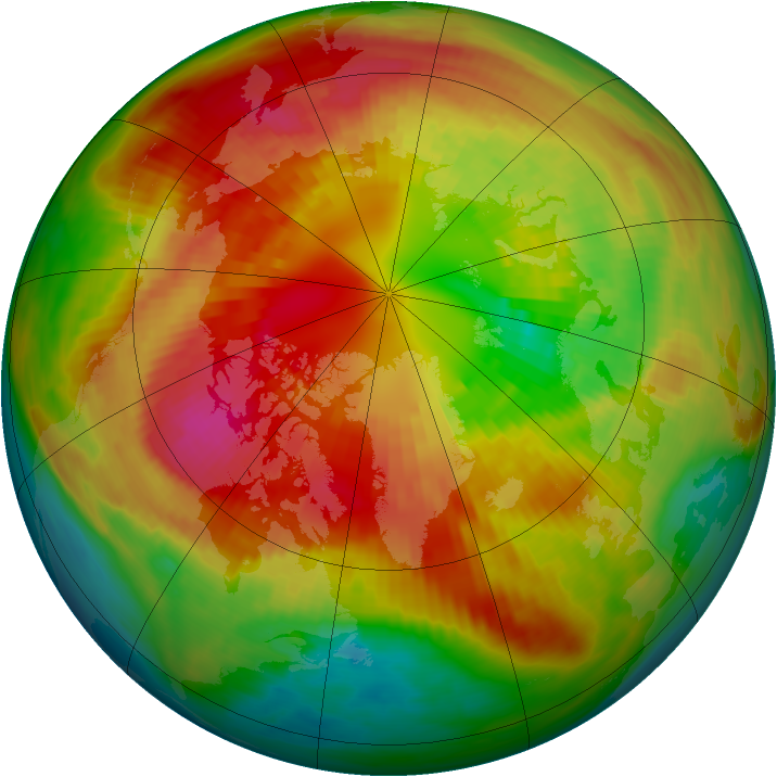 Arctic ozone map for 05 March 1991